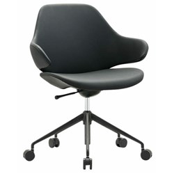 Konfurb Orbit Mid Back Chair with Arms 5 Star Black Swivel Base Black Fabric