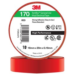 3M™ Temflex™ 170 Vinyl Electrical Tape 18mm x 20m Red