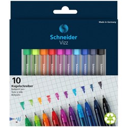 Schneider Ballpoint Pen Vizz Assorted 1.0mm Medium Tip, Pack of 10
