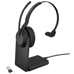 Jabra Evolve2 55 UC Mono Wireless Headset USB-A + Link 380 with Charging Stand Black