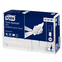 Tork H2 Xpress Advanced Soft Multifold Hand Towel 2 Ply 120398 White, Carton of 21