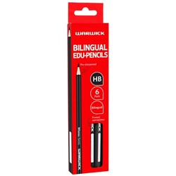 Warwick Bilingual Hexagonal HB Edu-Pencils, Pack of 6
