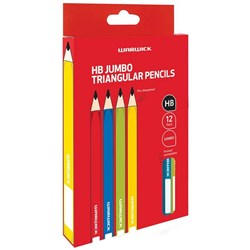 Warwick Jumbo HB Pencils With Nameplate Assorted Colours, Pack of 12