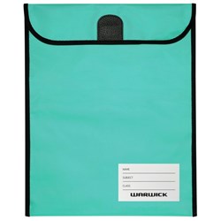 Warwick Homework Book Bag Hook & Loop Medium 290x360mm Aqua