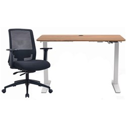 Mondo Lypta Electric Height Adjustable Desk & Mondo Zone Chair Bundle Unassembled Walnut/Black