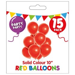 Party Balloons Red 250mm, Pack of 15
