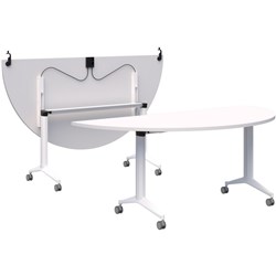 Boost Semi-Circle Flip Table 1800x900mm Snow Velvet/White