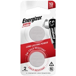 Energizer CR2016 3V Lithium Battery, Pack of 2