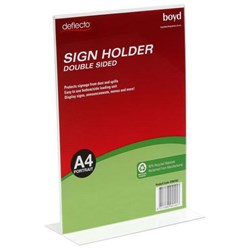 Deflecto L Shaped Sign Holder A4 Portrait Clear 80% Recycled