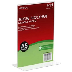 Deflecto L Shaped Sign Holder A5 Portrait Clear 80% Recycled