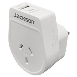 Jackson Slim Outbound Travel Adapter NZ/AU to UK/ Hong Kong Plug with USB Charging Ports