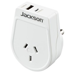 Jackson Slim Outbound Travel Adapter NZ/AU to South Africa Plug with USB Charging Ports