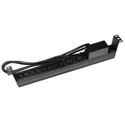 Dynamix 1RU 10 Outlet Horizontal Power Rail (8x 10A IEC C13 & 2x 16A IEC C19) 10 Amp