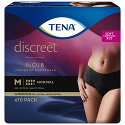 TENA Discreet Noir Continence Pants Women's Normal Low Waist Medium, Carton of 3 Pack of 10