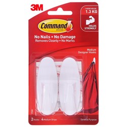 Command™ Designer Hooks 17081 Medium White, Pack of 2