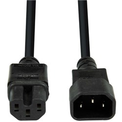 Dynamix IEC 10A Power Extension Cord C14 to C15 1m Black