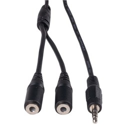 Dynamix Stereo Y Cable 3.5mm Male to Female Plug 2m Black