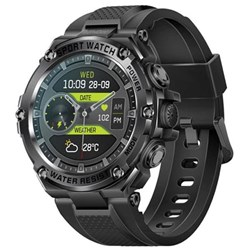 Promate IP67 Sport Watch 1.53 Inch Round Screen & Bluetooth Calling Black