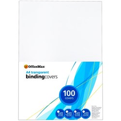 OfficeMax Transparent Binding Covers 250 Micron A4 Clear, Pack of 100