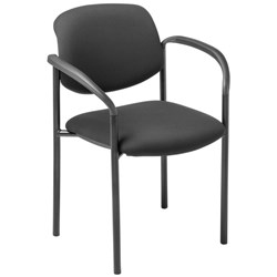 Eden Pause Visitor Stacking Chair With Arms Polyester Fabric/Black