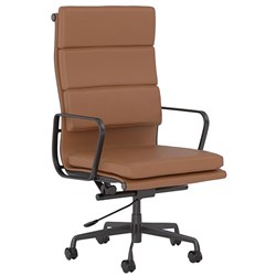 Vogue Highback Boardroom Chair With Arms Unassembled Tan