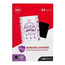 GBC Leathergrain Finish Binding Covers 300gsm A4 Black, Pack of 100
