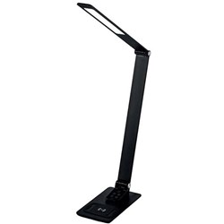 Nero Aluminium LED Desk Lamp With Wireless Charging Pad Black