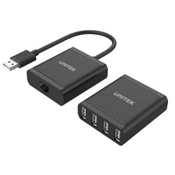Unitek 4-Port USB-A Extender Over Cat5e/6/7 Network Cable