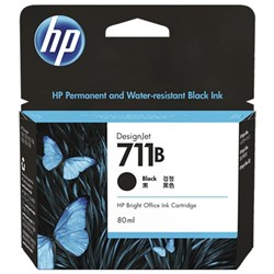 HP DesignJet 711B Black Ink Cartridge 80ml 3WX01A 