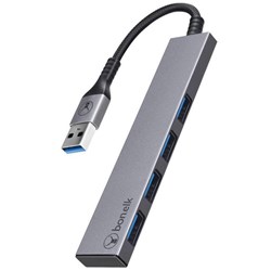 Bonelk Long-Life USB-A to 4 Port USB-A 3.0 Slim Hub Space Grey 