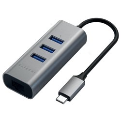 Satechi USB-C 2-in-1 USB 3.0 Hub with Ethernet Port Space Grey