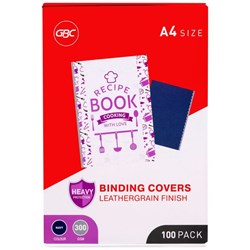 GBC Leathergrain Binding Covers 300gsm A4 Navy, Pack of 100