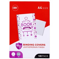 GBC Leathergrain Binding Covers 300gsm A4 White, Pack of 100