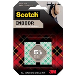 Scotch® 111S-SQ-16 Indoor Double-Sided Mounting Squares 25mm, Pack of 16