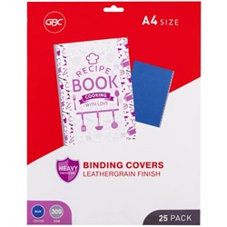 GBC Leathergrain Finish Binding Covers 300gsm A4 Blue, Pack of 25