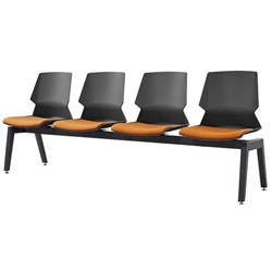 Sylex Prism 4 Seat Beam Chair Black/Orange