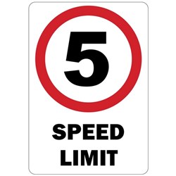 5km Speed Limit Safety Sign 240x340mm
