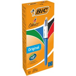 BIC 4 Colour Retractable Ballpoint Pen 1.0mm Medium Tip, Box of 12