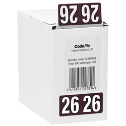 Codafile Labels Year 2026 19mm, Roll of 500