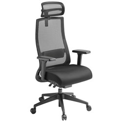 Eden Joe Synchro Chair High Back With Arms and Headrest Mesh Back Black