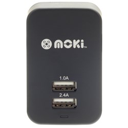 Moki Dual USB Wall Charger Black