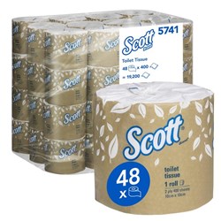 Scott 5741 Toilet Tissue Wrapped 2 Ply, Carton of 48 Rolls