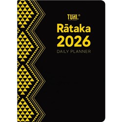 Tuhi A51 Premium Bilingual Diary Day Per Page Rataka 2026 Black/Gold