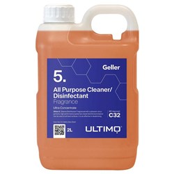 Geller Ultimo 5 C32 All Purpose Cleaner Disinfectant Ultra Concentrate Citrus 2L 