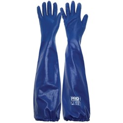 PRO Nitrile Extended Length Chemical Gloves 600mm Pair Blue, Size 10