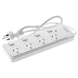 Moki 4 Socket Powerboard with Individual Switches White