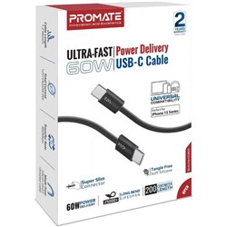 Promate USB-C to USB-C Cable 2m Black