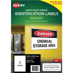 Avery Heavy Duty ID Laser Labels L7067 White, Pack of 10 Sheets