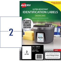 Avery Ultra Resistant ID Laser Labels L7916 White, Pack of 10 Sheets 