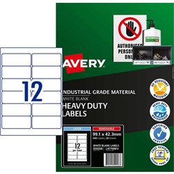 Avery Weather Resistant Removable Labels L4776 White, Pack of 20 Sheets